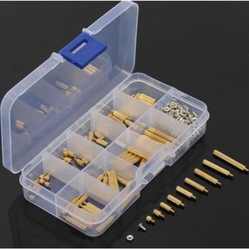 270pcs M2 Brass Standoff Screws Male to Female Brass Nuts Assortment Kit Set with Box For Hardware Tools