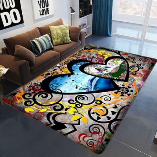 3D Heart Cartoon Carpet Colorful Floor Mat Bedroom Kitchen Rugs Kids Room Decorative Play Mat Area Rug Carpets for Living Room