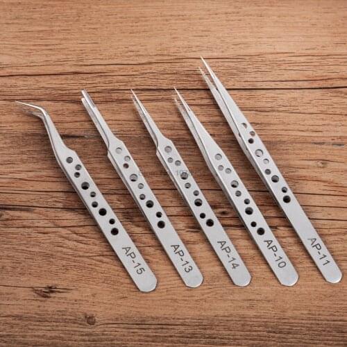 500pcs eyelash Tweezers Anti-static Curved Straight Tip Precision Stainless