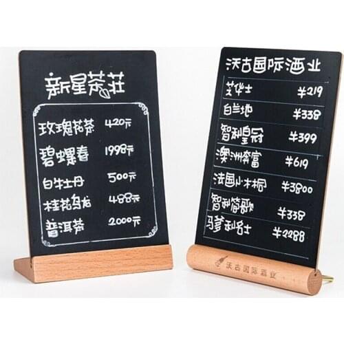 A5 DIY Reusable Chalkboard Signs Food Labels Table Numbers Place Cards Display Stand Blackboards Wooden Base Frame