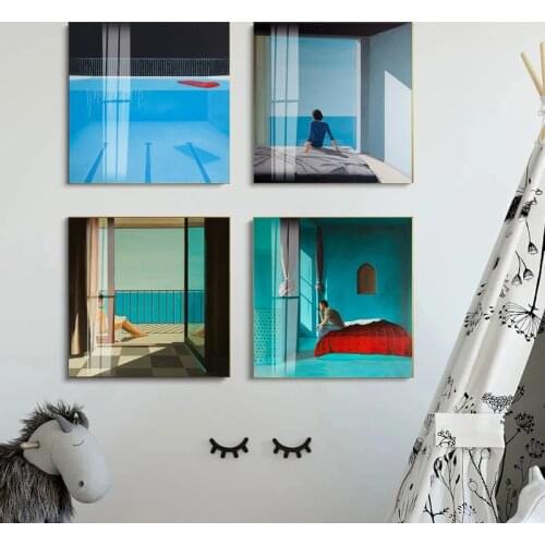 Abstract Watercolor House Figuar Wall Art Canvas Posters Painting Prints Posters Literary Style for Living Room Morden Decor