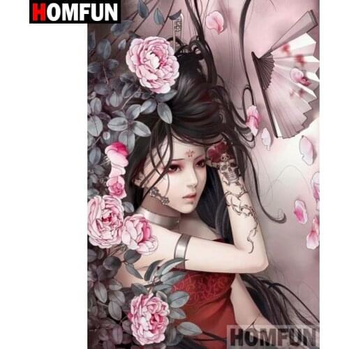 HOMFUN 5D DIY Diamond Painting Full Square/Round Drill "Flower girl" 3D Embroidery Cross Stitch gift Home Decor A08258