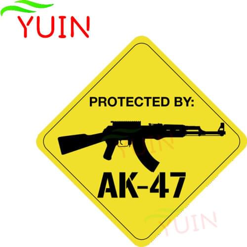 Car Sticker Protected By AK47 Gun Decal Personalized Customized Cars Accessories PVC Decorative Waterproof Stickers 14*14cm