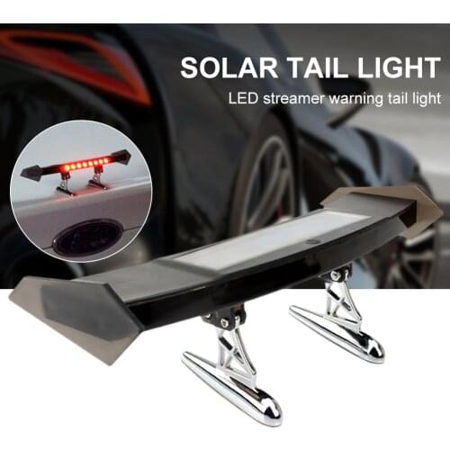 Car Brake Light Solar Powered LED Spoiler Mini Rear Wing Taillight Vibration Sensor LED Warning Lamp Turn Signal Car Accessories
