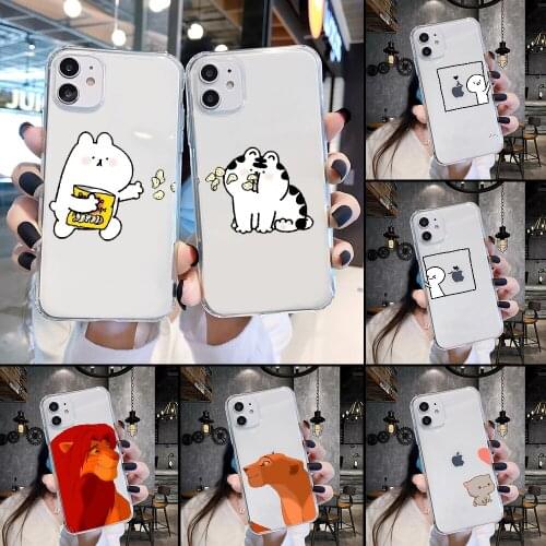 Best Friends Cartoon Couple Lovers Phone Case Transparent For iphone 5 5s se 2 6 6s 7 8 12 mini plus X XS XR 11 PRO MAX