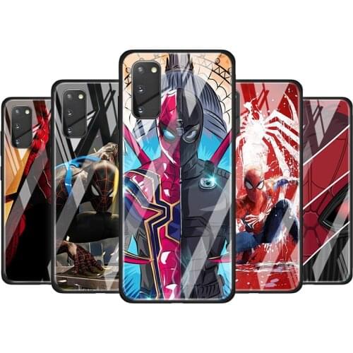 The Spiderman Marvel Tempered Glass Cover For Samsung Galaxy S20 S10 S9 S8 S10E FE Ultra Plus Lite 5G Phone Case