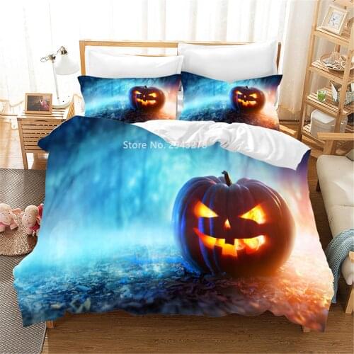 Home Spun Halloween Jack-o-lantern Pattern Adult Children Bedroom Decoration Duvet Bed Cover Pillowcase Bedding Holiday Dress Up