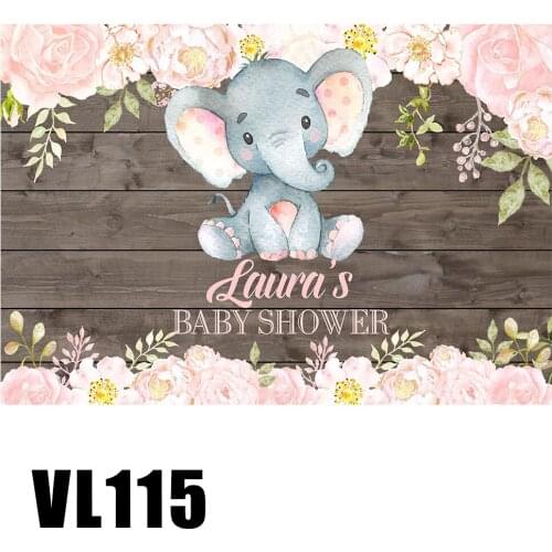 Custom Pink Elephant Peanut Baby Shower Backgrounds Girl Babyshower Backdrop Photo Booth Portrait Scene Setter Buffet Wallpaper