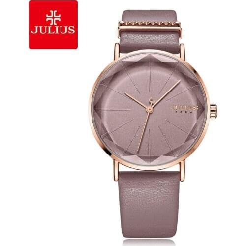 Julius Brand Classic Leather Wristwatch Fashion Casual Quartz Women Watch Elegant Large Dial Watch Girl Birthday Gift