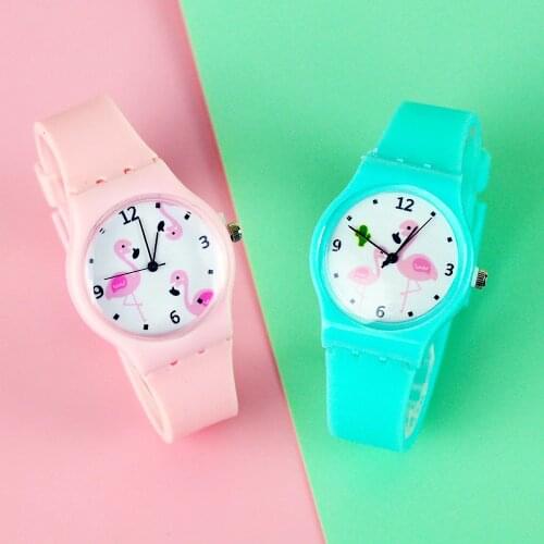 Candy Jelly Color Ins Flamingo Watches for Women Silicone Female Girls Quartz Wristwatches Ladis Relogio Feminino Zegarek Damski