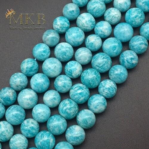 A++ Genuine Natural Stone Amazonite Round Loose Beads For Jewelry Making 8mm 10mm 15inch Gem Beads Diy Accessories Wholesale