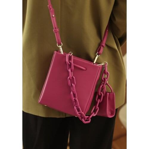 Fashion Acrylic chains crossbody bag for women designer handbags luxury pu leather shoulder bag lady small purse 2 bags set 2021