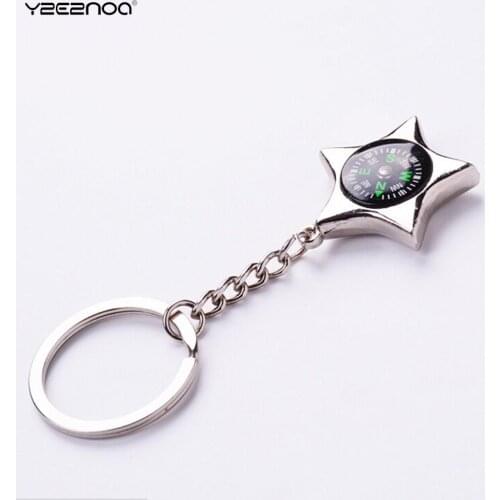 Fashion personality multifunction key chains Pentagram compass keychain silver plated key cover ring