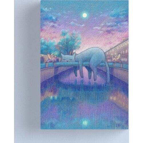 Cartoon Hot Air Balloon Cat Couple Canvas Hd Prints Pictures Wall Work Painting Home Decor Modular Poster For Living Room Frame