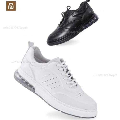 Xiaomi youpin high frequency hot pressed leather shock absorption air cushion casual toe top layer cowhide mens white shoes