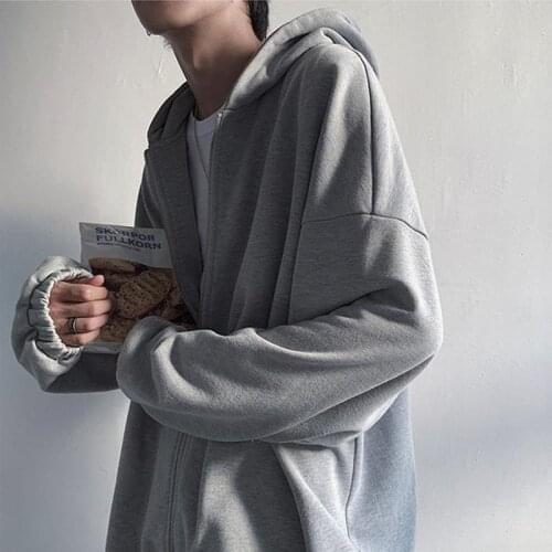 Zip Up Oversized Hoodie Men Harajuku Hoodie Sweatershirt Japanese Streetwear Hip Hop Loose Casual Autumn 2020 Spring Thin Sport