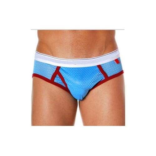 New Polyester Mesh Breathable Mens Briefs Low Waist Sexy Fashion Brand Mens Underwear Free Shipping