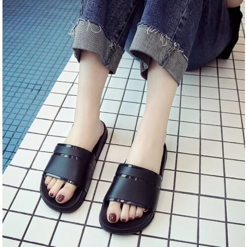 Men Summer Home Slippers Simple Black Navy Shoes Non-Slip Bathroom Slides Flip Flops Couples Indoor Male Platform Slippers