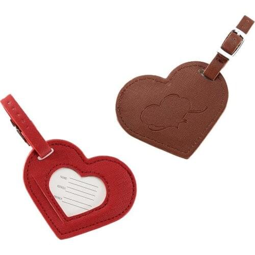 2020 New Luggage Tag Travel Accessories Love Heart Fashion Design Leather ID Address Holder Baggage Boarding Portable Label