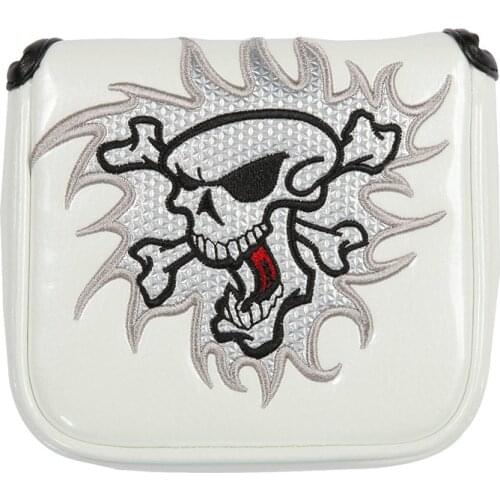 New Skull Golf Putter Cover Large Mallet Golf Head Cover Magnetic Closure Red White Blue Fit For Most Brand