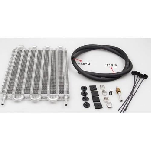 New Oil Cooler / Auto-Manual Radiator Converter Kit 8 Row Sliver Aluminum Remote Transmission