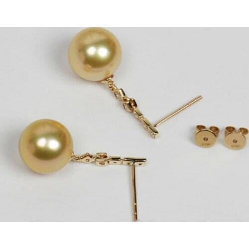 Charming 11-12mm south sea round gold pearl earring 18k