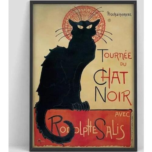 Print Modular Chat Noir Rodolphe Salis Black Cat Picture Canvas Painting Poster For Living Room Home Decor Wall Art No Framework