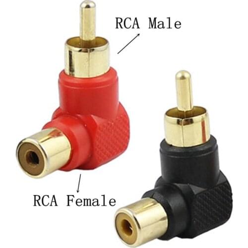 Gold-plated Male to Female Audio Adapter L-type 90 degree Curved Lotus RCA Right Angle Elbow Male to Female Converter Plug