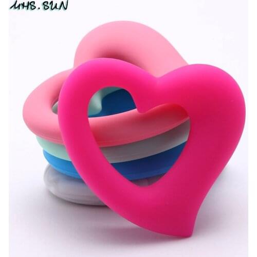 MHS.SUN Heart Silicone Teether Pendant Teether BPA Free Chewing Silicone Pendant For Baby Necklace Pacifier Chain Holder Toy 1PC