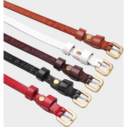 Woman Print Floral Leather Belts Genuine Leather Belt Buckle Pin Buckle Female Vintage Waistband Jeans Sash Belt Strap Gift