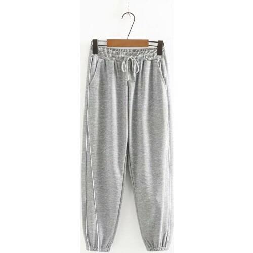 Oversize pants 2021 spring autumn side striped drawstring high waist sweatpants black gray loose trousers women