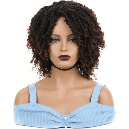 Synthetic short wigs for black women afro ombre heat resistant twist bouncy curly dreadlock braided wig