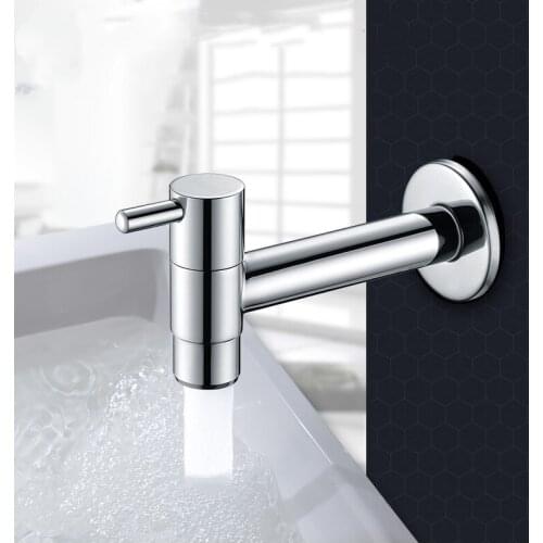 Solid brass copper single cold faucet bathroom balcony tap Lengthened Wall mounted Water faucet,Chrome