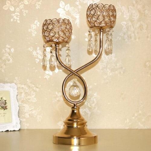 Wedding decoration crystal centerpiece gold candelabra metal candle holder stand votive candle holder for marriage wedding decor