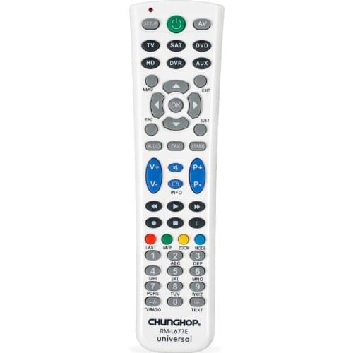 Universal Chunghop RM-L677E Remote Control for TV DVD SAT/CBL DVR AUX Television Digital Terrestre All Brand Controller