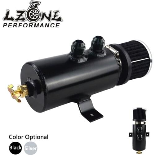 LZONE - Universal 0.75L Brushed Baffled Oil Catch Tank Can with Breather Filter Aluminum 10 AN Round Can Oil Catch Can JR-TK89