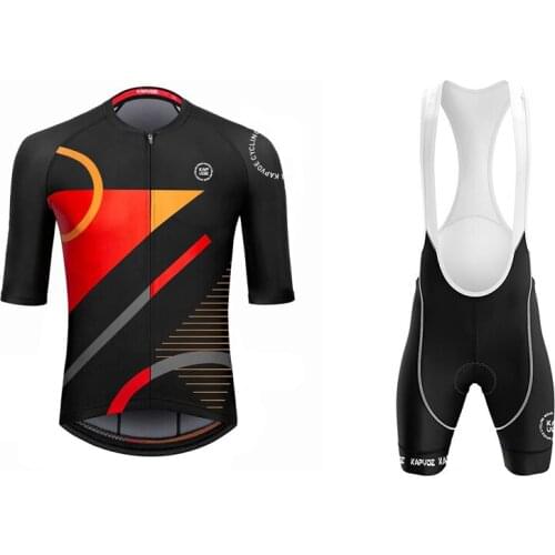 KAPVOE High Quality MENS Bib Short Sleeve MTB Bicycle Clothes Breathable Sportwear Cycling Jersey Set Cycling Jersey For Men