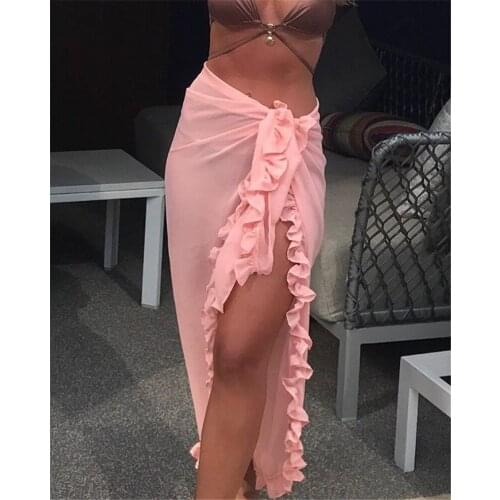 Women Sheer Sarong Beach Cover Up Wrap Lady Bikini Pareo Swimwear Bathing Skirt