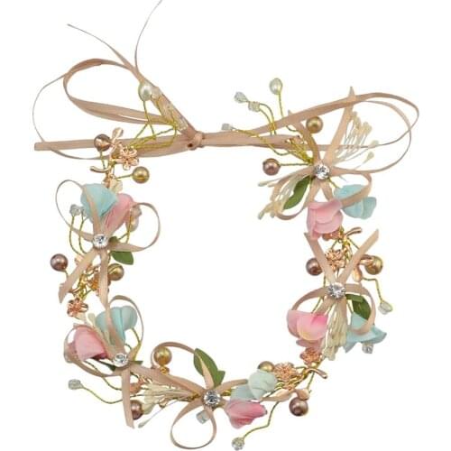 Romantic Flower Girl Crown Headpiece Bohemia Floral Hair Wreath Headbands Women Hairwear Wedding Bridal Hair Accessories