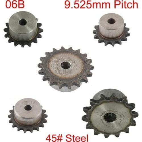06B 10 11 12 13 14 Tooth 10mm Pilot Bore 9.525mm Pitch Single Row Simplex Conveying Gathering Gear Chain Drive Sprocket Wheel
