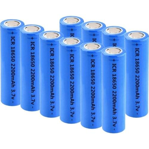 10PCS/Lot 18650 3.7V 2200mAh Lithium rechargeable battery ICR18650 Li-ion for Flashlight Torch toys tools power electronics