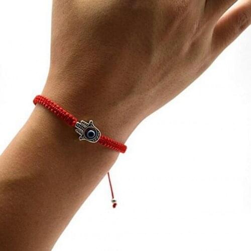 10pcs Handmade Weave Hamsa Hand String Eye Lucky Red Cord Adjustable Bracelet Bangles