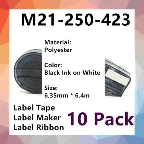 10Pack BMP21 Compatible Label Maker M21 250 423 for bmp21 PLUS bmp21 LAB printer Polyester label tape label ribbon