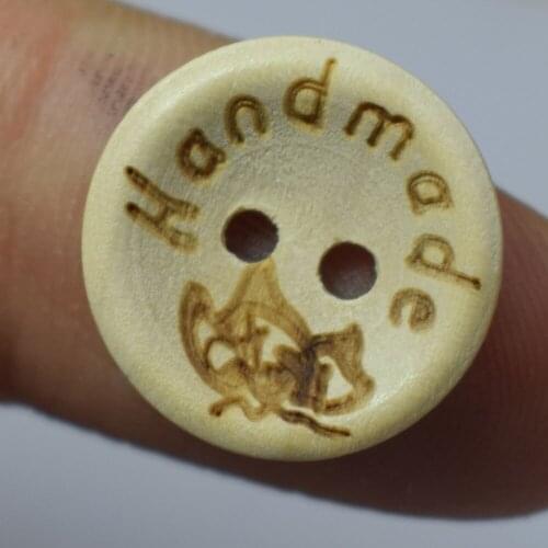 100PCs 15MM Wooden Buttons Natural Color Handmade Letter Love Buttons for Needlework Scrapbooking New Year Sewing Accessories