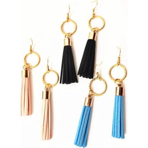 12 Pair Suede Tassel Earrings Shiny Golden Circle Drop Earring Suede Fabric Vertical Dangle Eardrop For Women Party Decorations