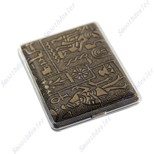 New 16 pcs Egyptian Style Hard Metal Cigarette Box Case Holder