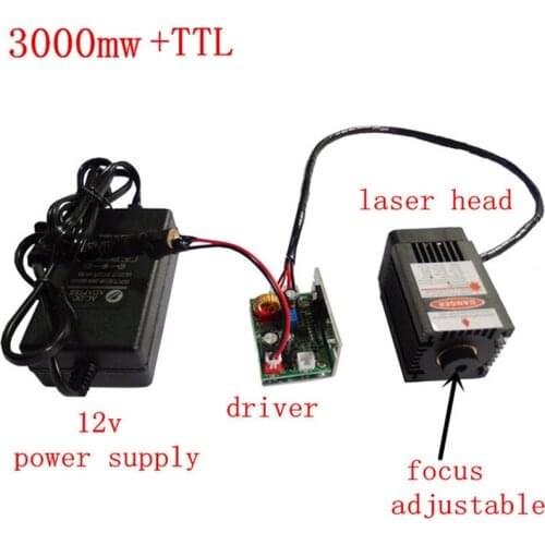 3000MW laser engraving machine 2W high power laser modules focusing head point wavelength 450nm 12v head