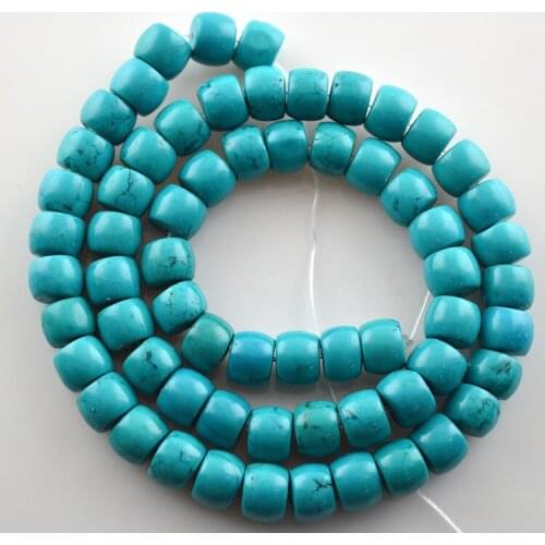 5pcs Blue Green Natural Howlite Barrel Shape Bucket Spacer Beads Fit Bracelets and Necklace Making
