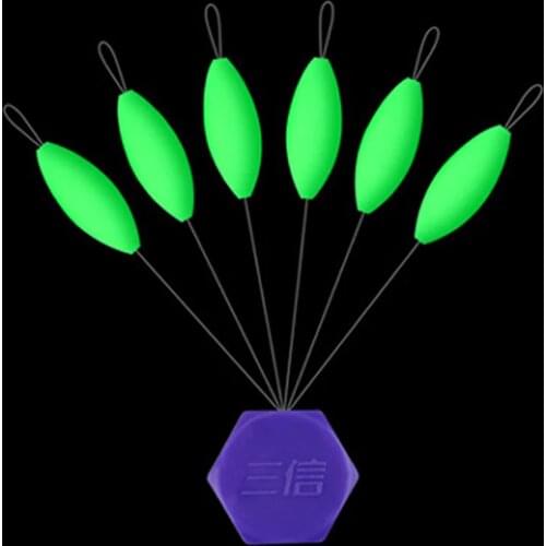 5packs/lot Green Fluorescent Seven Star Float 000#-5# Fishing Float Mini Oval Float Fishing Tackle Accessory 6 in 1 B498