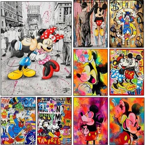 Diamond Painting Disney Anime Mickey Mouse Lover Kissing Cross Stitch Kits Mosaic Art Rhinestone Embroidery Home Decoration